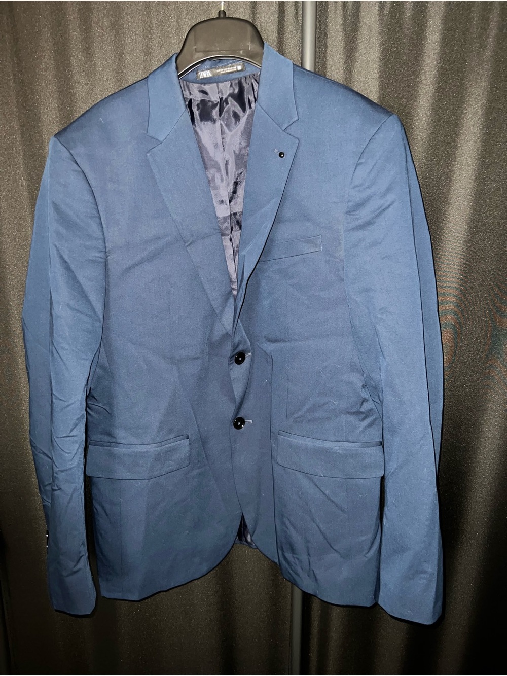 Zara Men's Navy Two-Button Notch Lapel Blazer